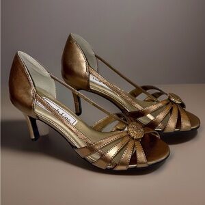 Touch Ups Bronze Strappy Heels Women’s Size 5 Rhinestone Dress Shoes